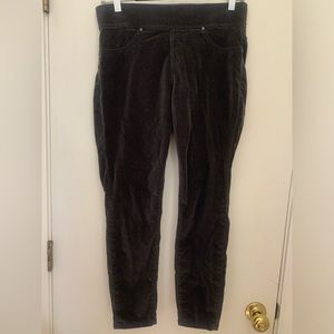 EUC JAG pull in dark gray pants with a velvet style finish, Size Medium Petite